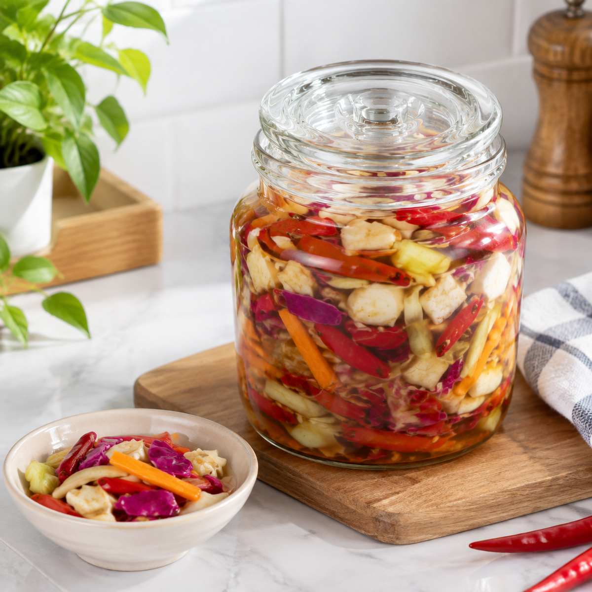 Wide Mouth Mason Jar Fermentation Weights | Glass Fermenting Weights with Handle for Sourdough, Pickles & Vegetables | Fermentation Kit