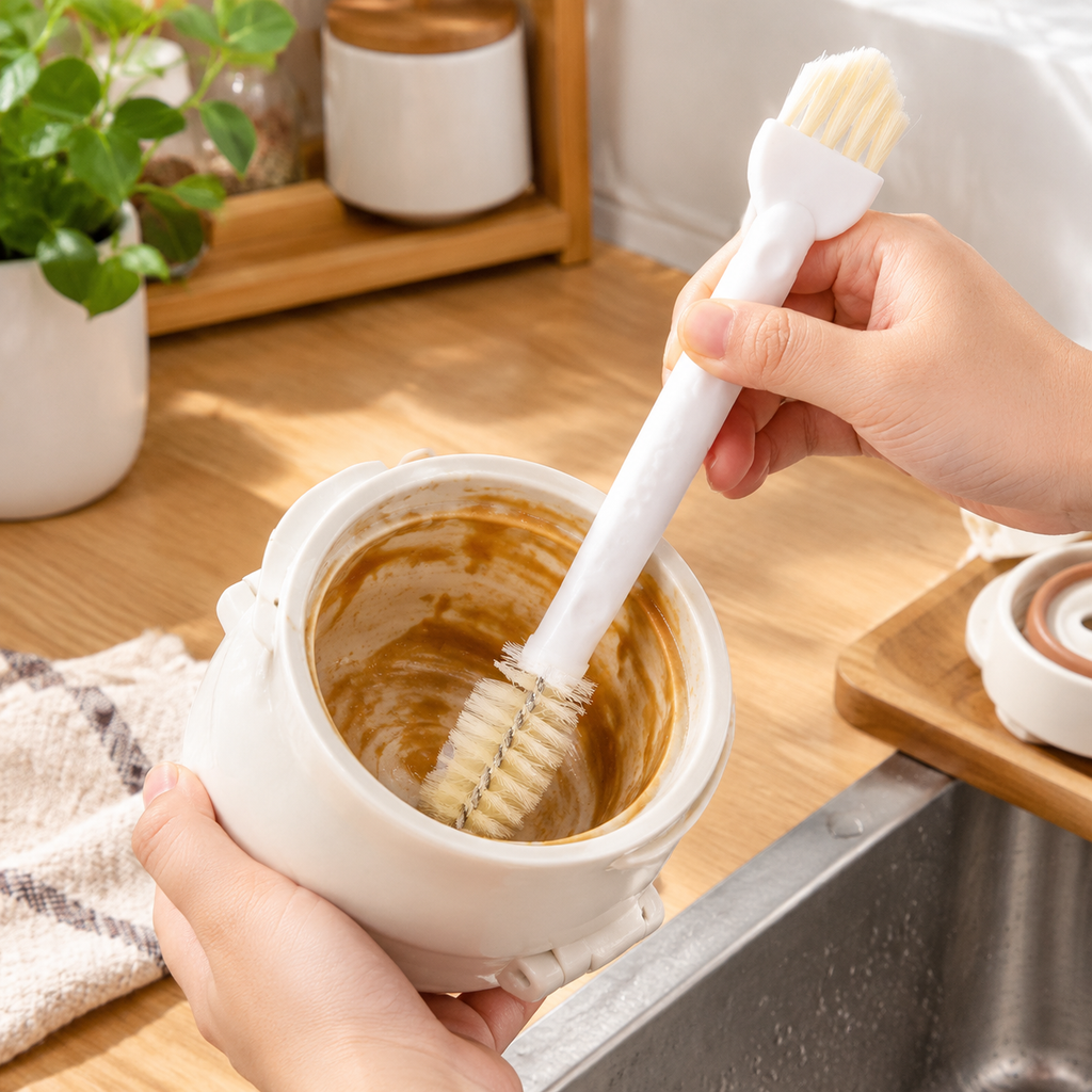 Double-Head Cup Cleaning Brush | Long Handle Bottle & Lid Brush Set for Cups, Mugs, Baby Bottles & Narrow Jars | Kitchen Scrubber