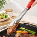 304 Stainless Steel BBQ Tongs | Heat-Resistant Food Clamps for Grilling, Frying & Cooking | Non-Slip Silicone Grip Food Tongs