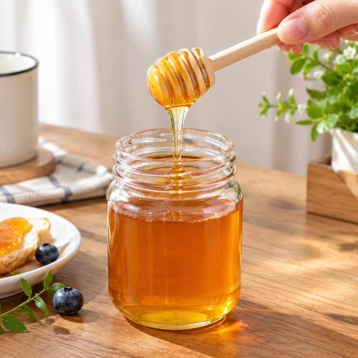 Honey Dipper Sticks | Wooden Honey Wand for Tea, Coffee & Milk Stirring | Natural Bee Dipper for Honey, Syrup & Jam
