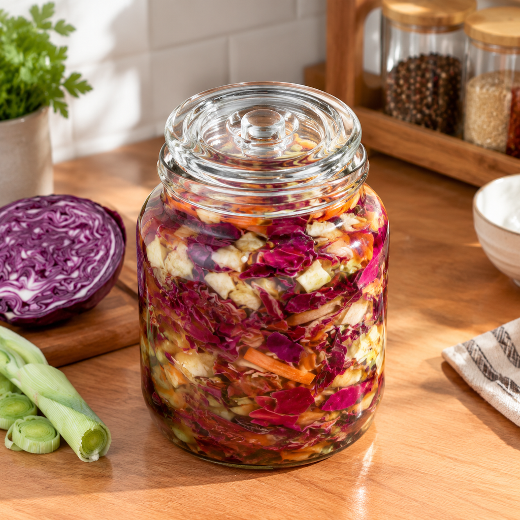 Wide Mouth Mason Jar Fermentation Weights | Glass Fermenting Weights with Handle for Sourdough, Pickles & Vegetables | Fermentation Kit