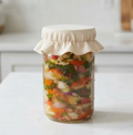 Reusable Linen Fermentation Jar Cover | Elastic Canvas Cloth Lid for Fermenting Bread Dough, Kombucha & Pickles | Dust Cover with Temp Strip