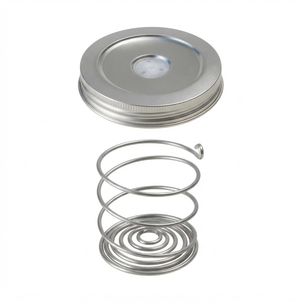 Stainless Steel Mason Jar Fermentation Lids with Springs | Wide Mouth Pressure Sealing Lid Set for Fermenting Pickles & Vegetables