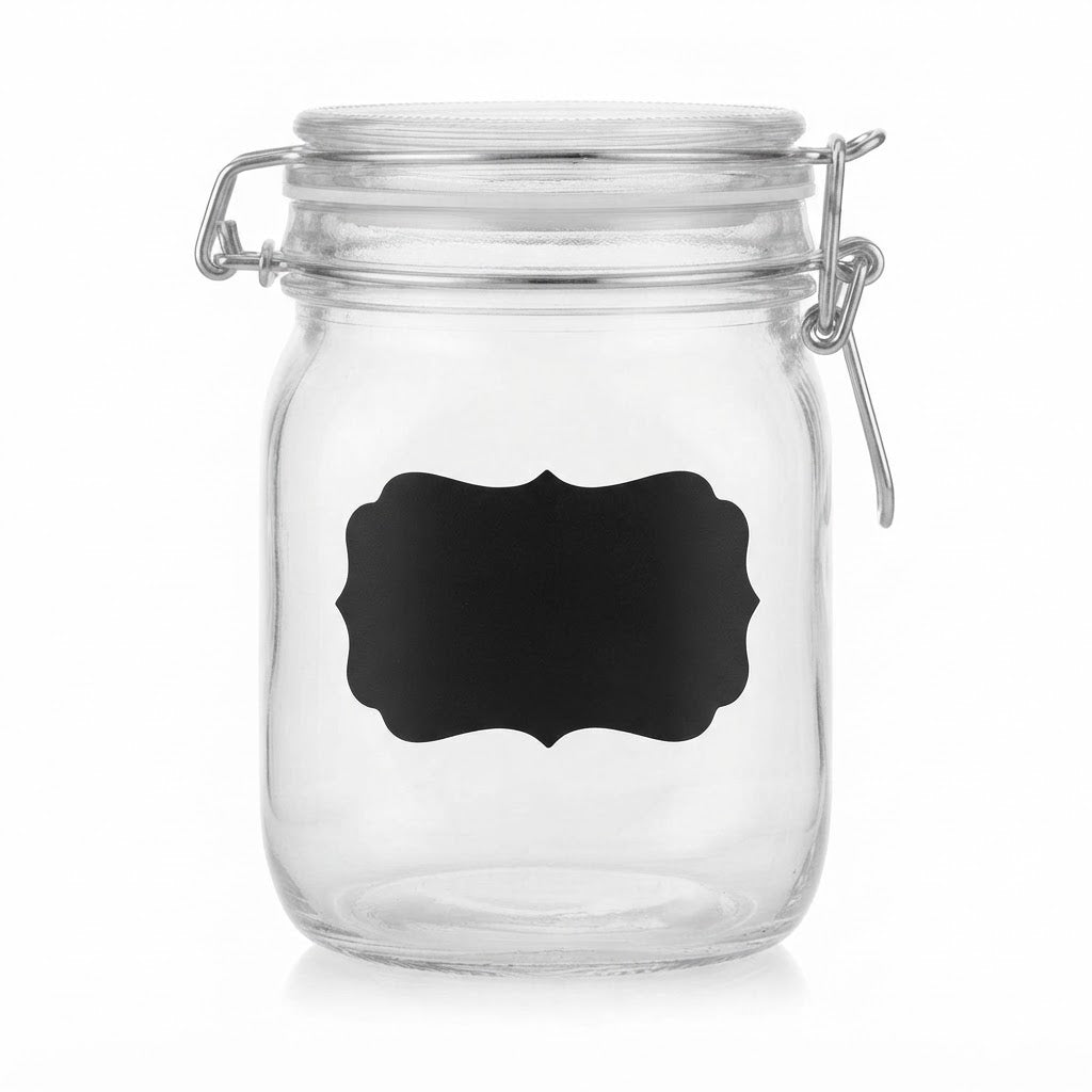 Waterproof Erasable Jar Labels | Reusable PVC Blackboard Sticker Bottle Tags with Pen for Kitchen Storage | Frosted PVC
